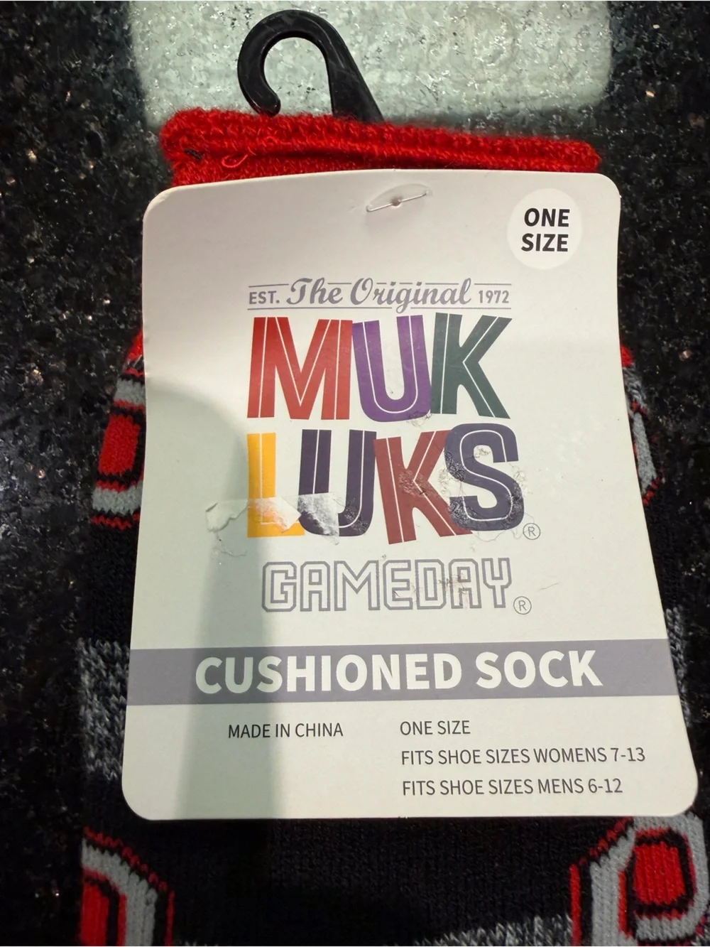 Muk Luks Red, Black & Gray Patterned Ohio State Crew Socks